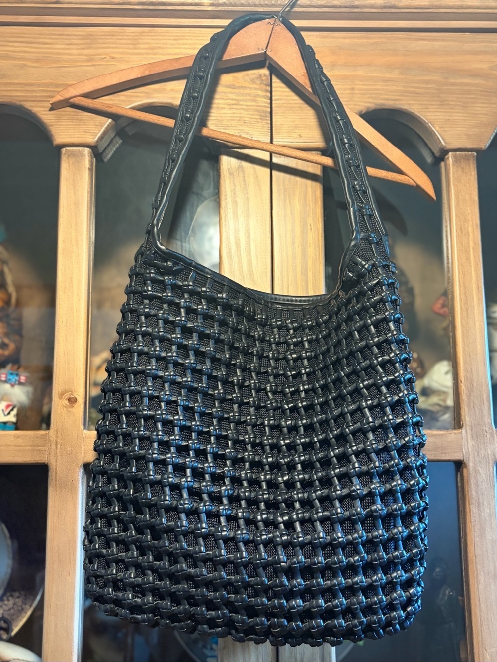 Warren Reed Black Knotted/ Woven Shoulder Bag Vintage